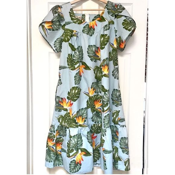 Hilo Hattie Dresses & Skirts - Hilo Hattie The Hawaiian Original 100% Cotton Sky Blue Ruffle Dress Size Medium